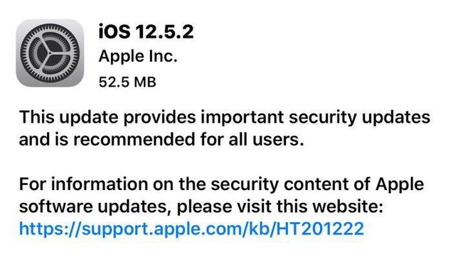 南丰苹果手机维修分享iOS12.5.2发布，建议所有老苹果用户安装 